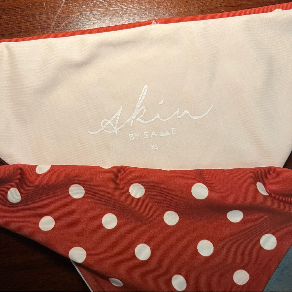 Skin by SAME Brick Colored Polka Dot Bikini Bottom